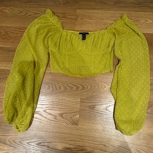 Yellow Forever 21 Balconette Long Sleeve Top Size Small